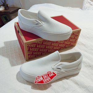 Platform White Slip-On Vans NWT